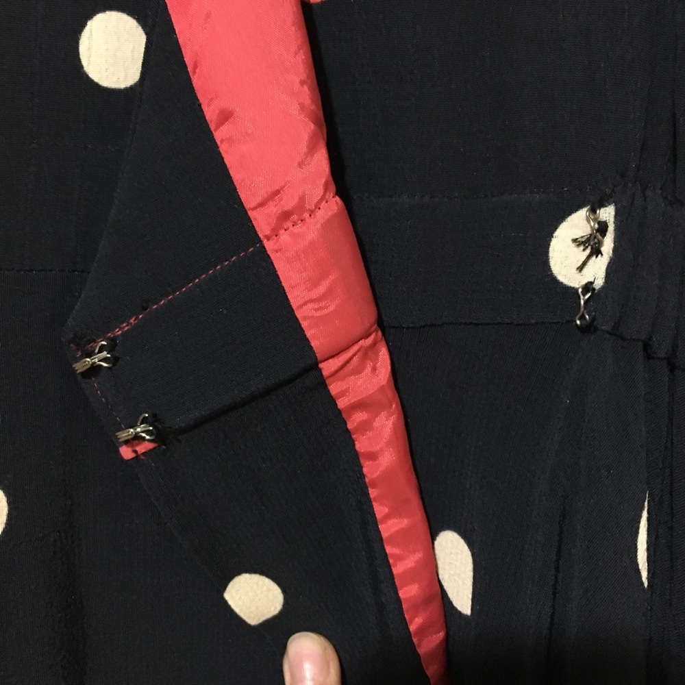 Anthropologie Black Polka Dot Midi Dress with Red Accents - Picture 15 of 16